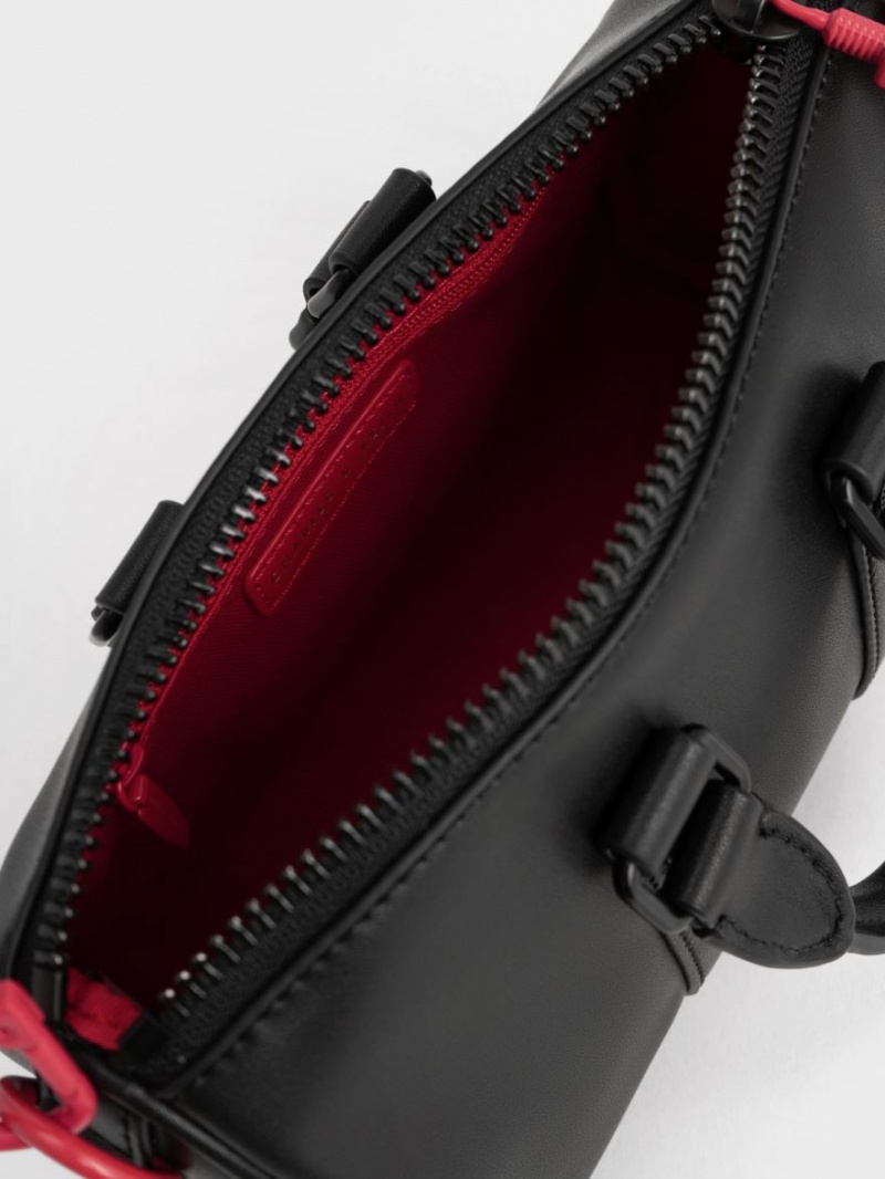 τσάντεσ χιαστί Charles And Keith Balta Chain-Link Bowling μαυρα | 82479-AHVS