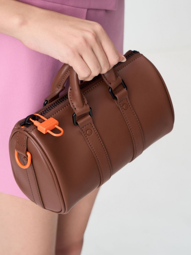 τσάντεσ χιαστί Charles And Keith Balta Chain-Link Bowling καφε | 02931-WJBM