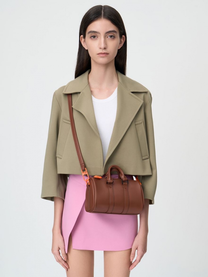 τσάντεσ χιαστί Charles And Keith Balta Chain-Link Bowling καφε | 02931-WJBM