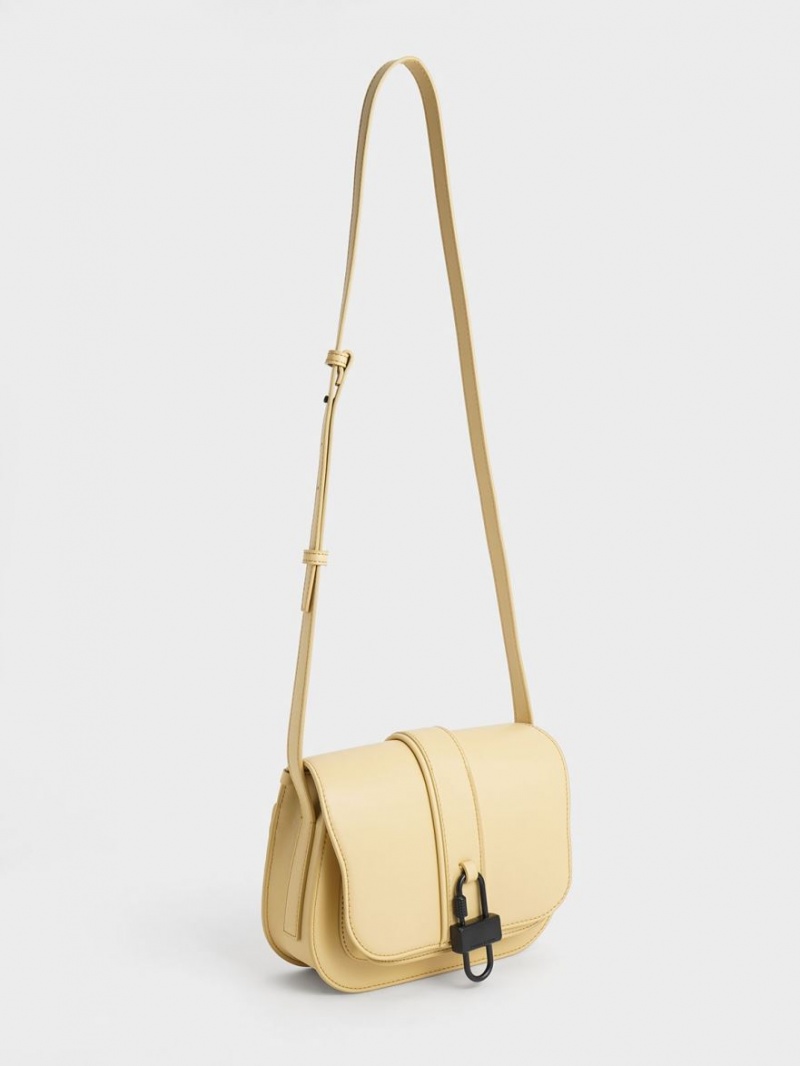 τσάντεσ χιαστί Charles And Keith Balta Padlock Μπεζ | 50726-UXJI