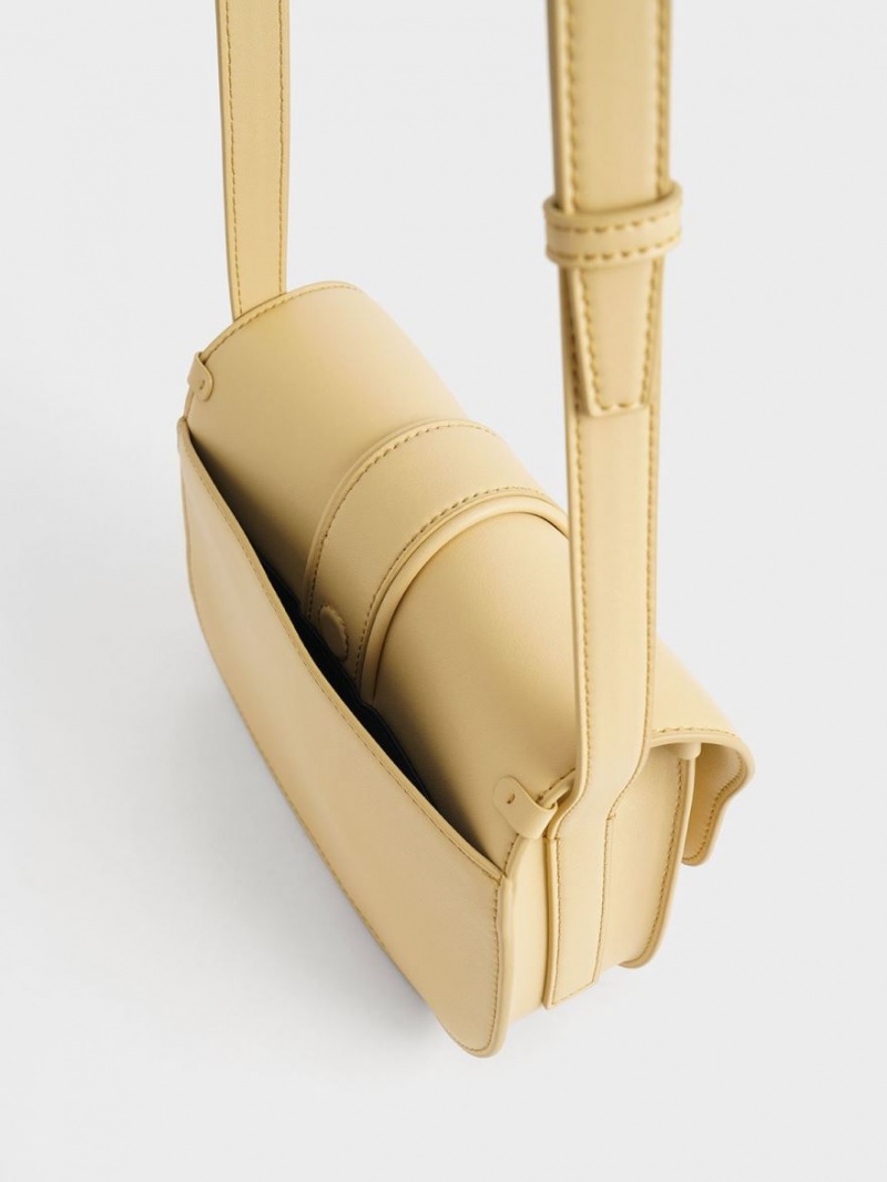 τσάντεσ χιαστί Charles And Keith Balta Padlock Μπεζ | 50726-UXJI