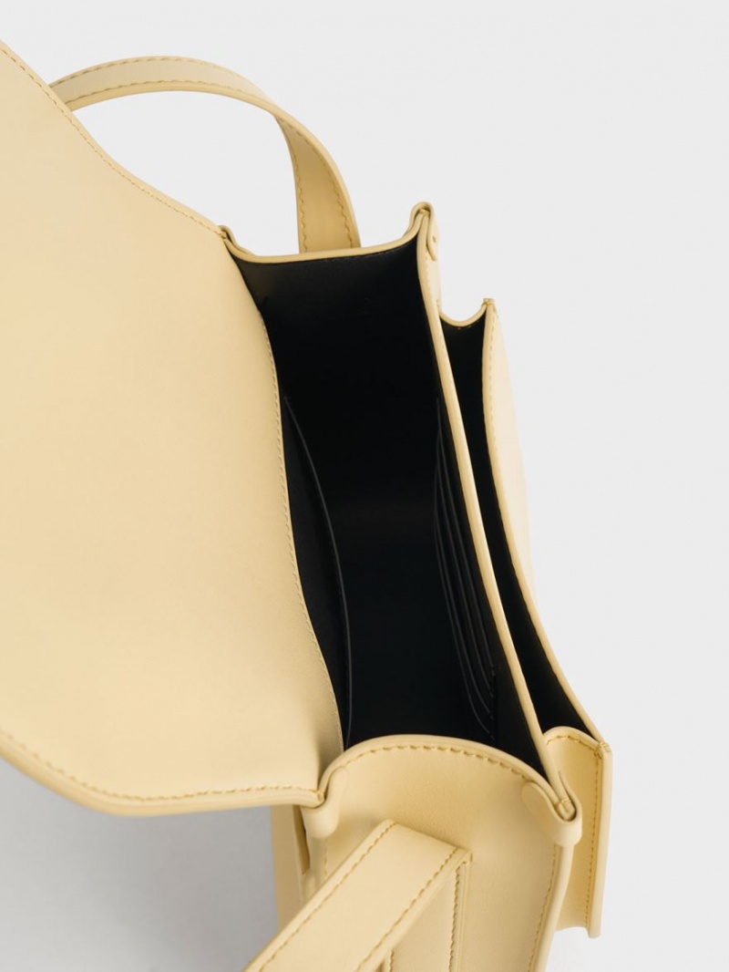 τσάντεσ χιαστί Charles And Keith Balta Padlock Μπεζ | 50726-UXJI