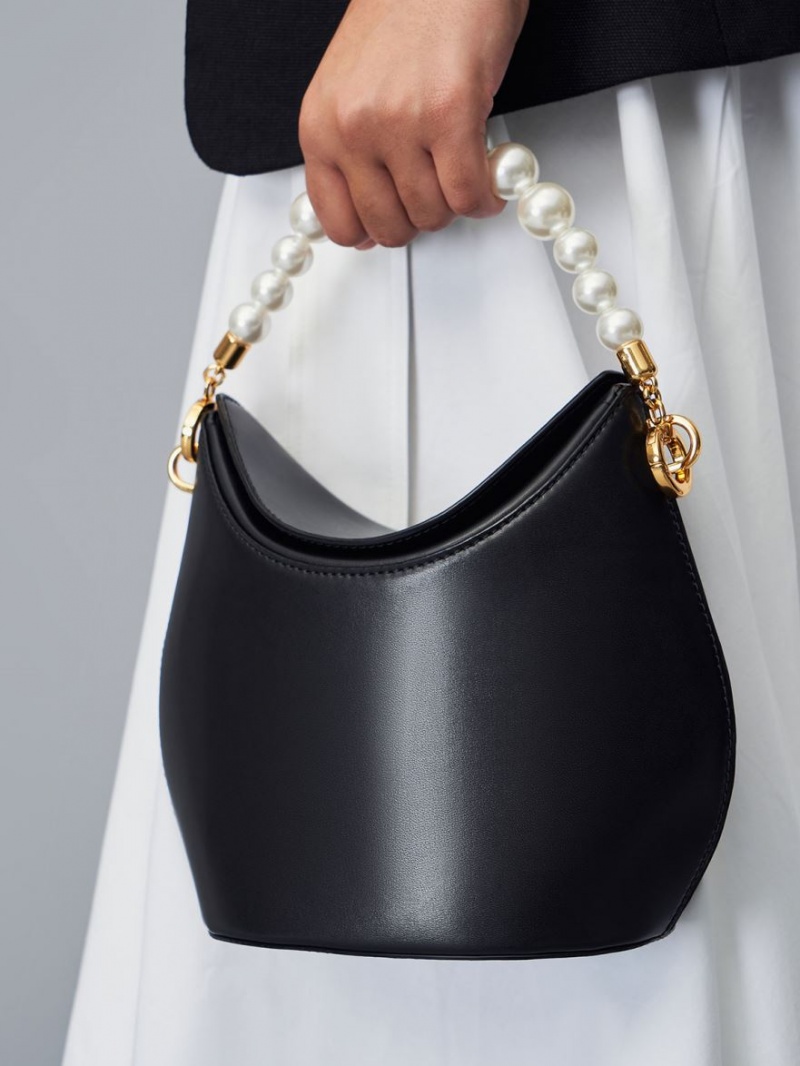 τσαντα χειροσ Charles And Keith Bead-Embellished Knotted μαυρα | 14852-LVBK