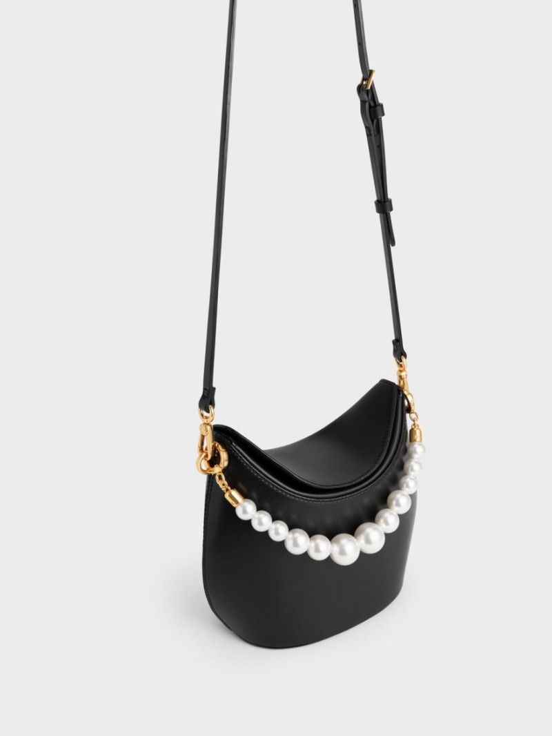 τσαντα χειροσ Charles And Keith Bead-Embellished Knotted μαυρα | 14852-LVBK