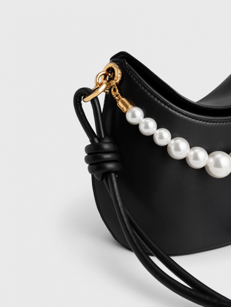 τσαντα χειροσ Charles And Keith Bead-Embellished Knotted μαυρα | 14852-LVBK