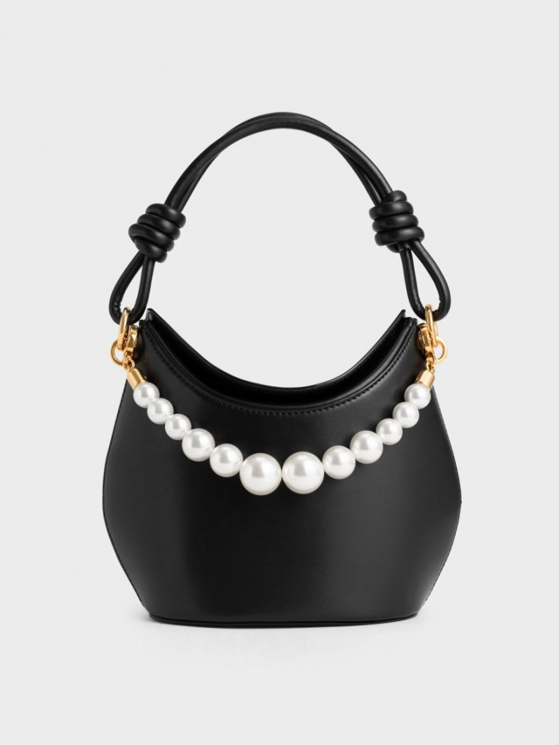 τσαντα χειροσ Charles And Keith Bead-Embellished Knotted μαυρα | 14852-LVBK