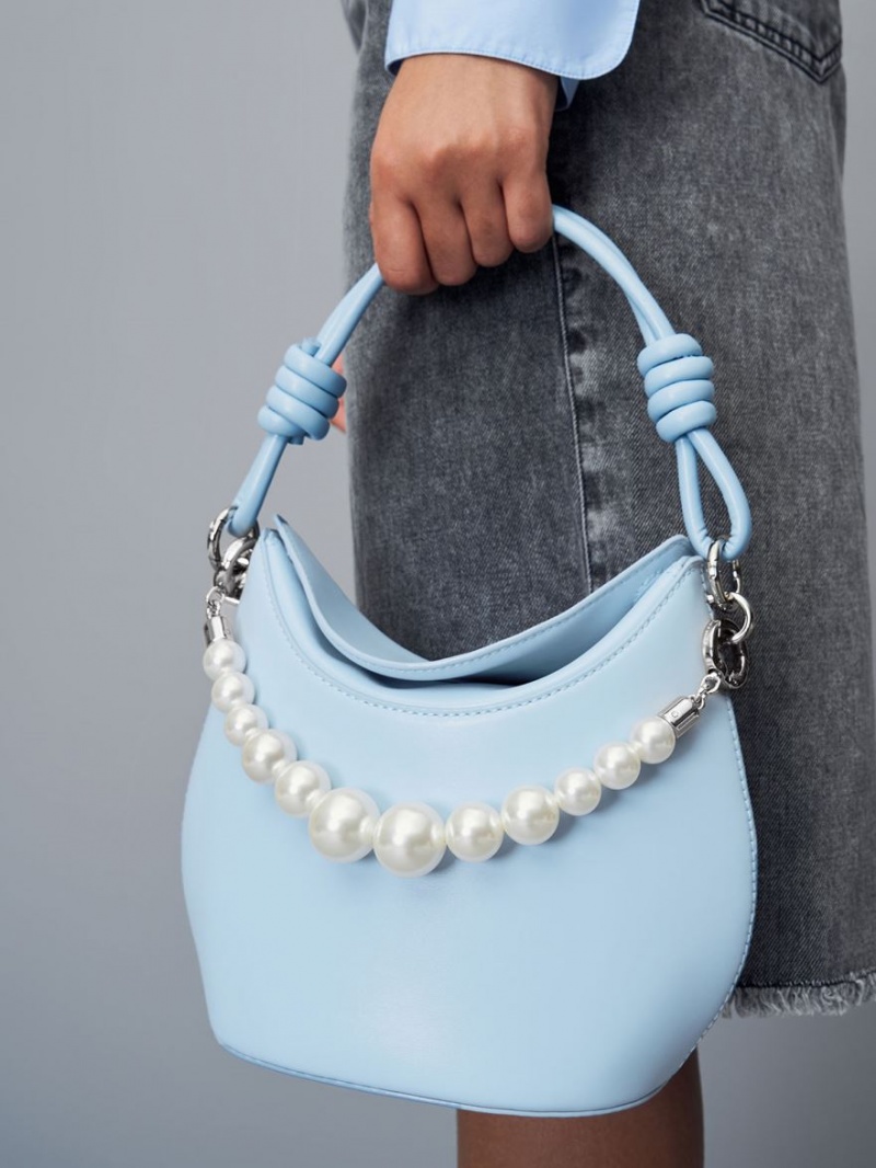 τσαντα χειροσ Charles And Keith Bead-Embellished Knotted ανοιχτο μπλε | 64935-WXRF