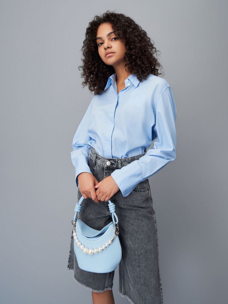 τσαντα χειροσ Charles And Keith Bead-Embellished Knotted ανοιχτο μπλε | 64935-WXRF