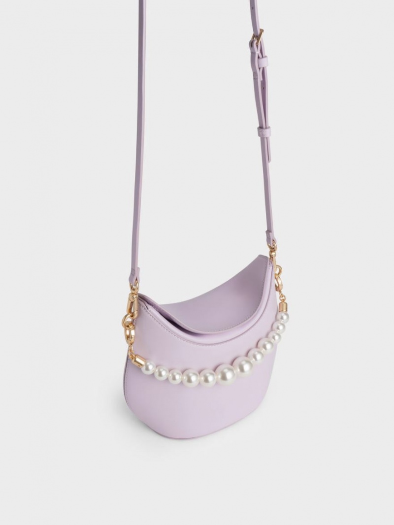 τσαντα χειροσ Charles And Keith Bead-Embellished Knotted μωβ | 14052-IANP