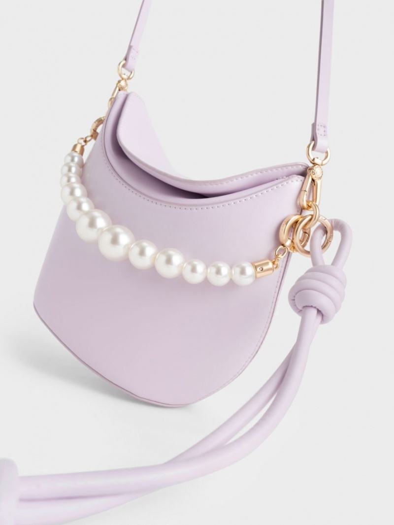 τσαντα χειροσ Charles And Keith Bead-Embellished Knotted μωβ | 14052-IANP