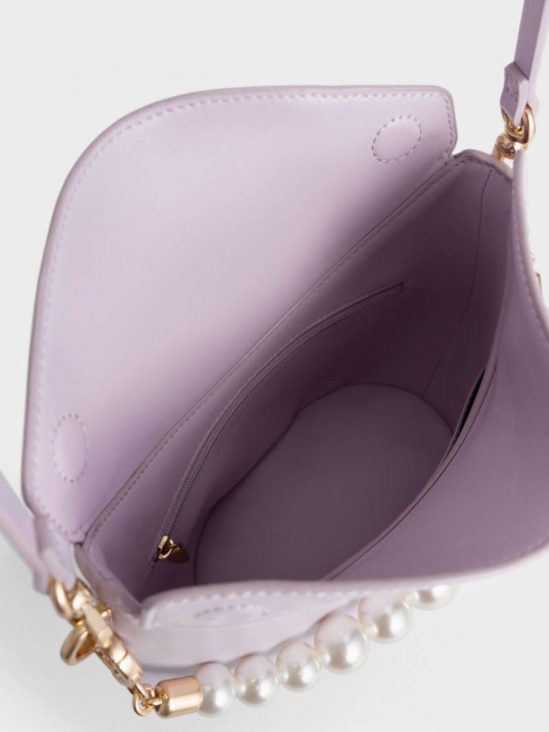 τσαντα χειροσ Charles And Keith Bead-Embellished Knotted μωβ | 14052-IANP