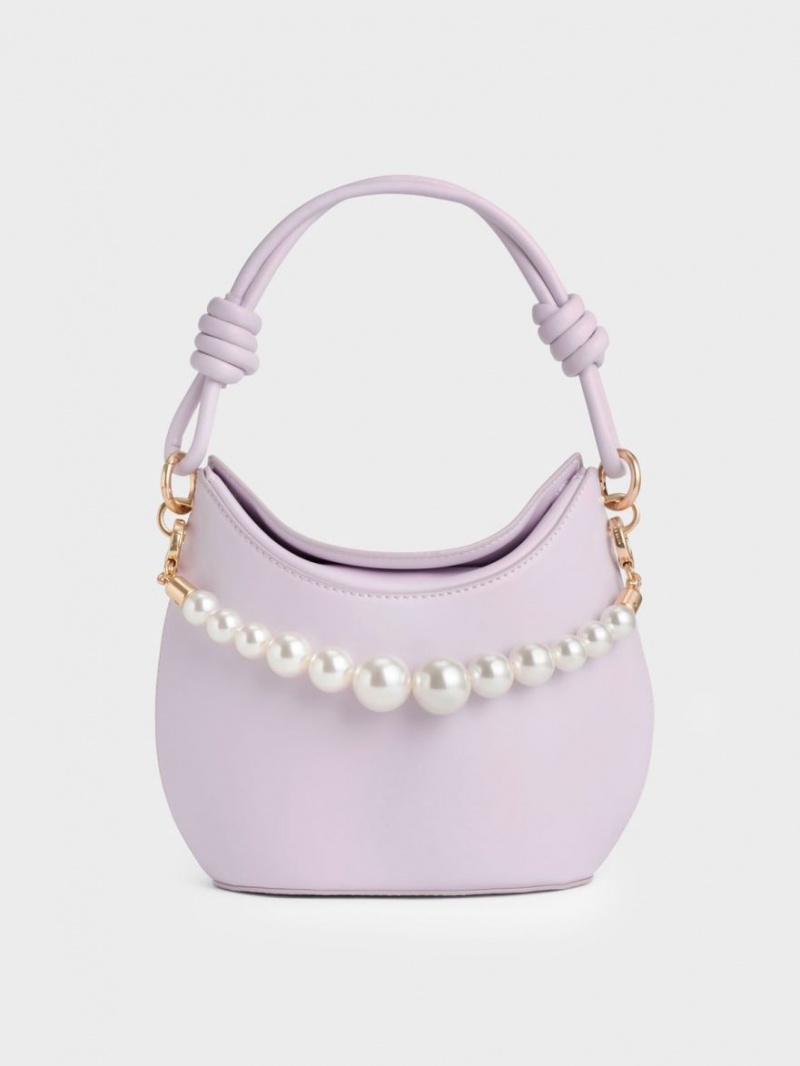 τσαντα χειροσ Charles And Keith Bead-Embellished Knotted μωβ | 14052-IANP