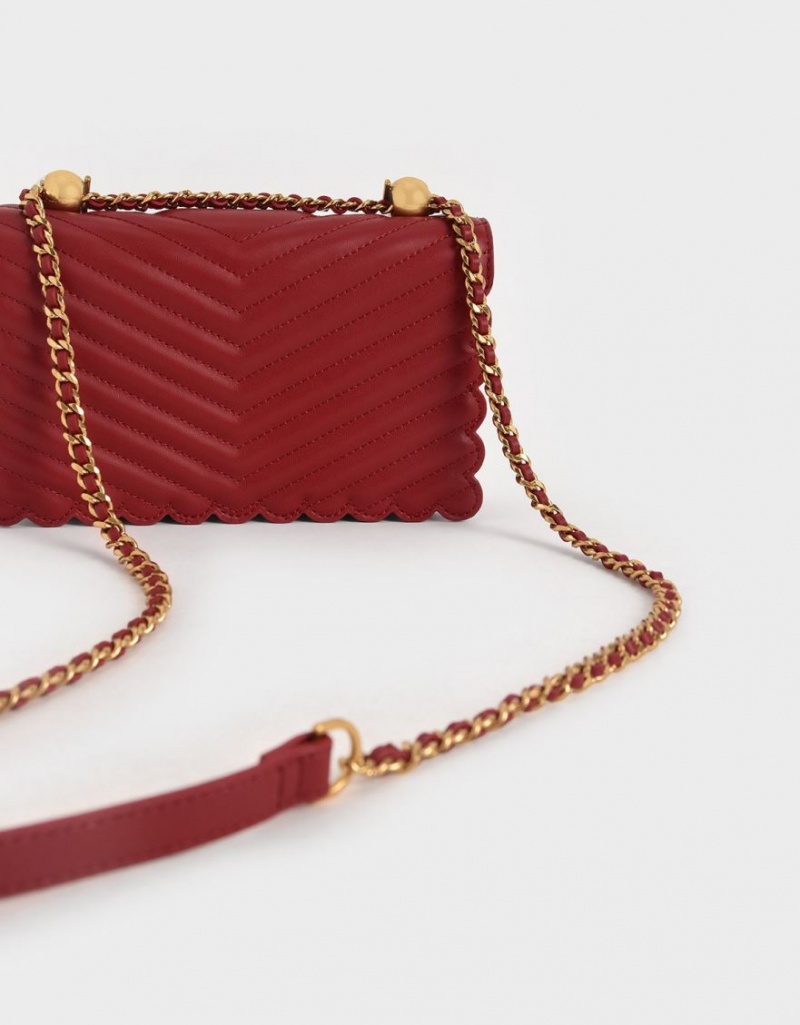 τσάντεσ χιαστί Charles And Keith Beaded Handle κοκκινα | 48236-LZFW