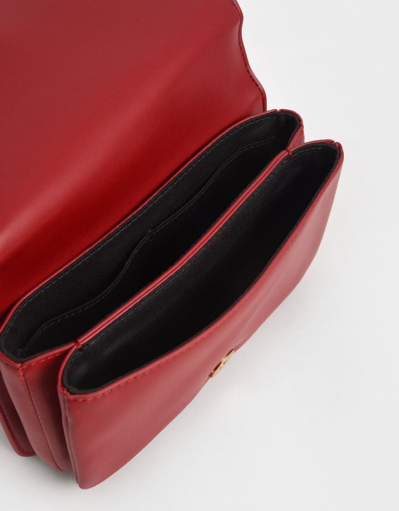 τσάντεσ χιαστί Charles And Keith Beaded Handle κοκκινα | 48236-LZFW