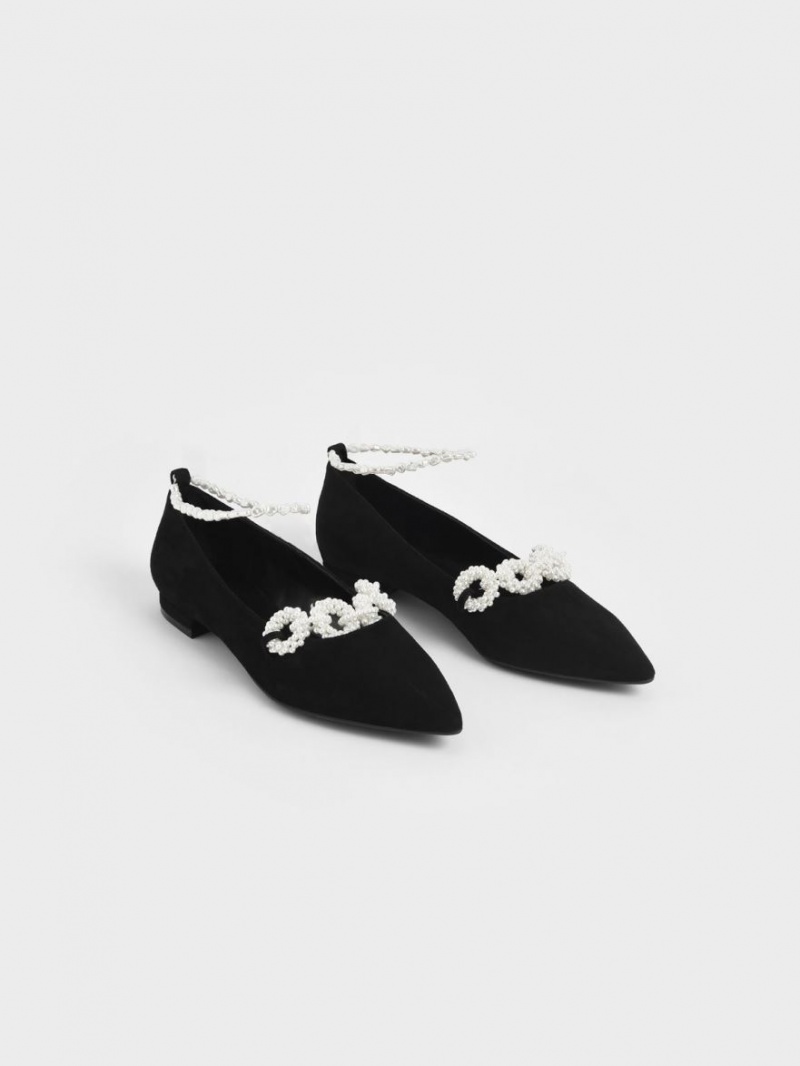 Παπουτσια Μπαλαρινεσ Charles And Keith Beaded Mary Jane μαυρα | 43709-MATW