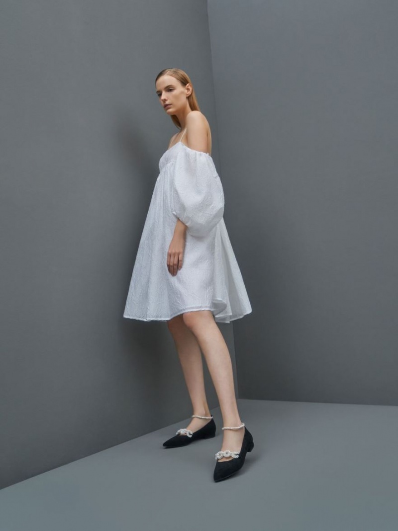 Παπουτσια Μπαλαρινεσ Charles And Keith Beaded Mary Jane μαυρα | 43709-MATW