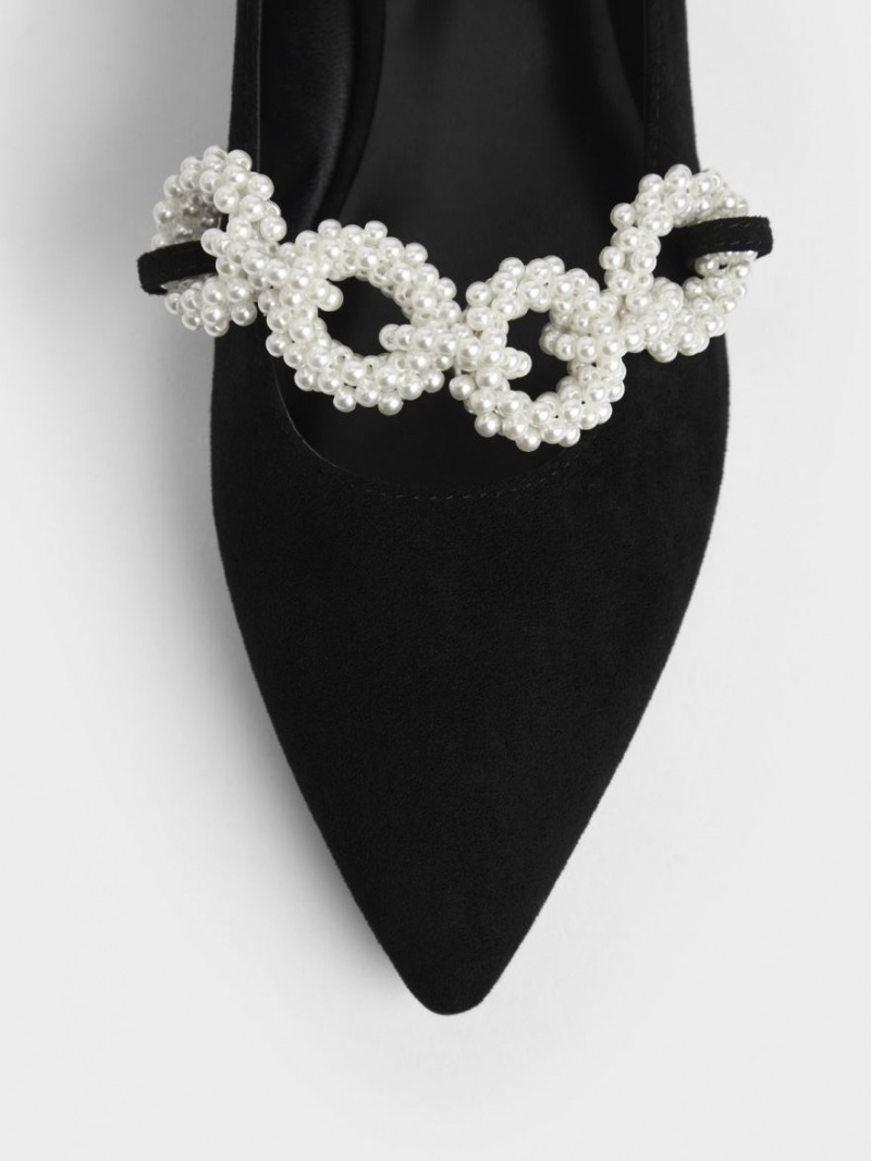 Παπουτσια Μπαλαρινεσ Charles And Keith Beaded Mary Jane μαυρα | 43709-MATW
