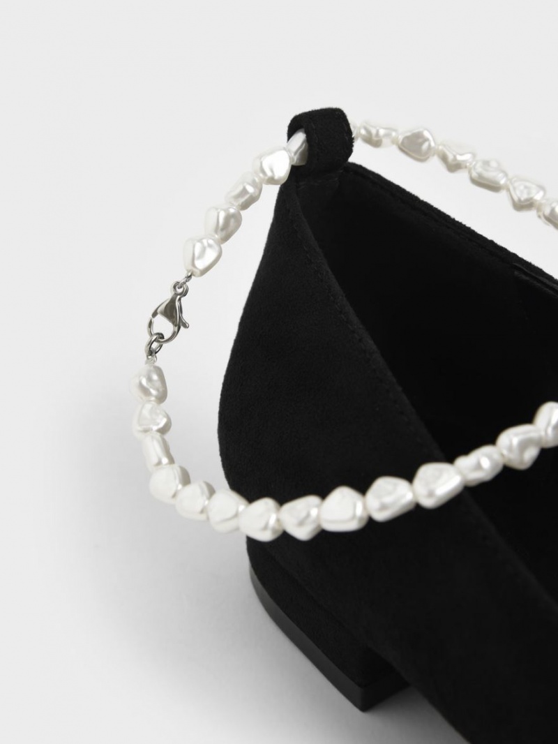 Παπουτσια Μπαλαρινεσ Charles And Keith Beaded Mary Jane μαυρα | 43709-MATW