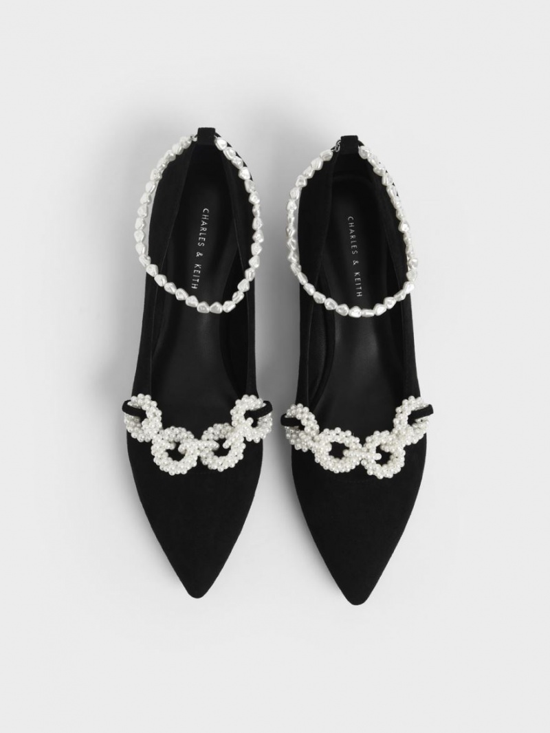 Παπουτσια Μπαλαρινεσ Charles And Keith Beaded Mary Jane μαυρα | 43709-MATW