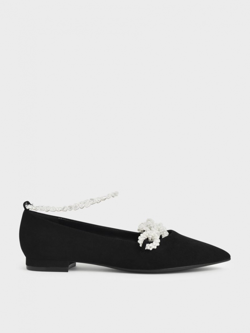 Παπουτσια Μπαλαρινεσ Charles And Keith Beaded Mary Jane μαυρα | 43709-MATW