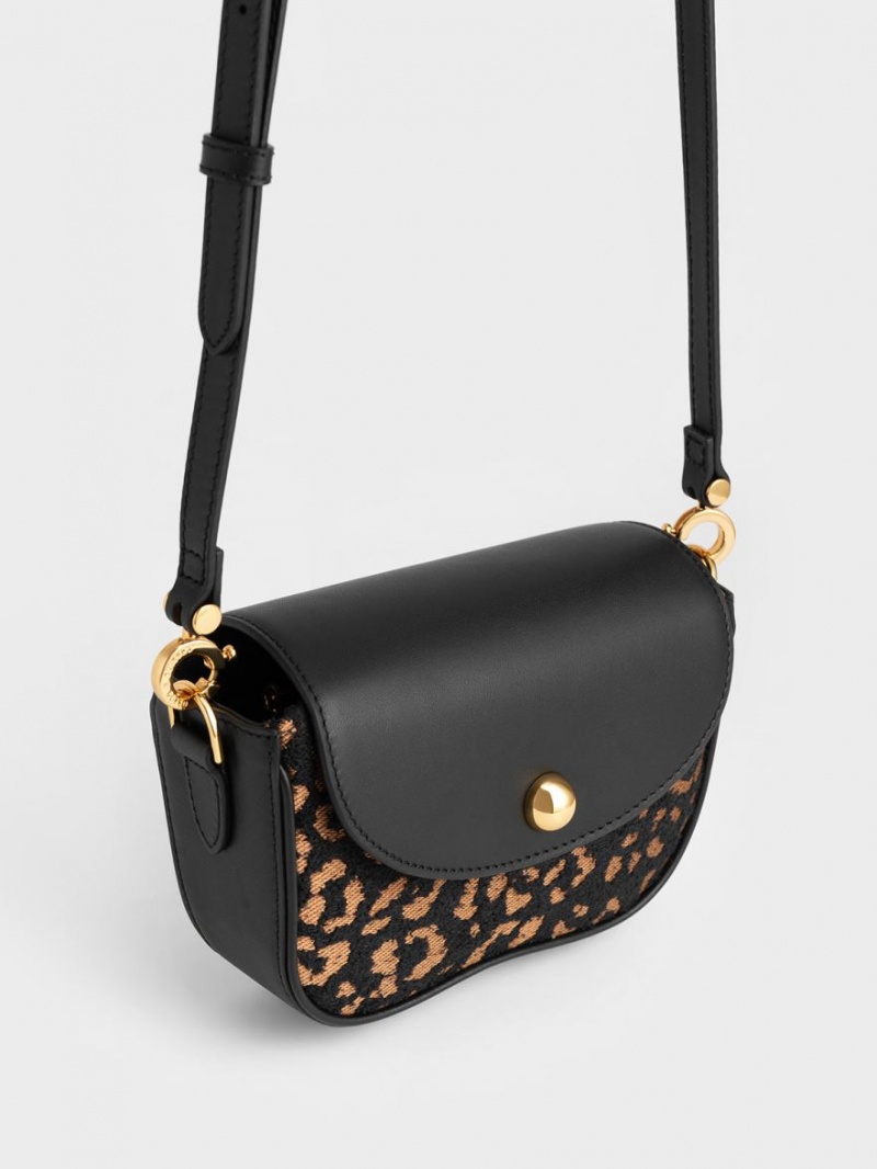 τσάντεσ ώμου Charles And Keith Beaded Metallic Handle Sculptural μαυρα | 79526-OKPG