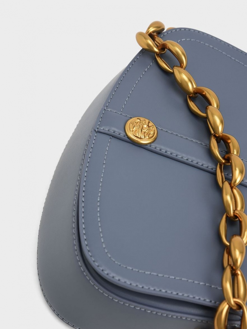τσάντεσ ώμου Charles And Keith Blair Chain Handle μπλε | 09528-UEXW