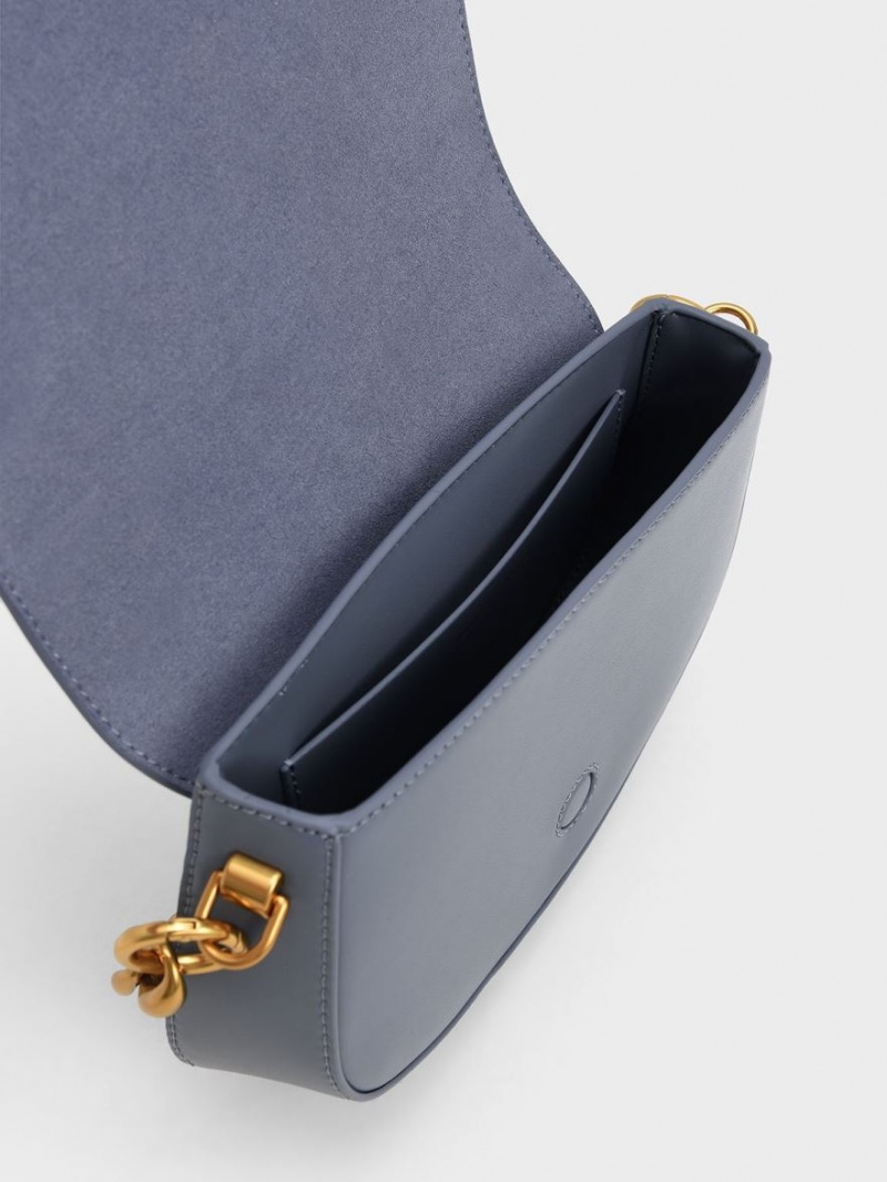 τσάντεσ ώμου Charles And Keith Blair Chain Handle μπλε | 09528-UEXW