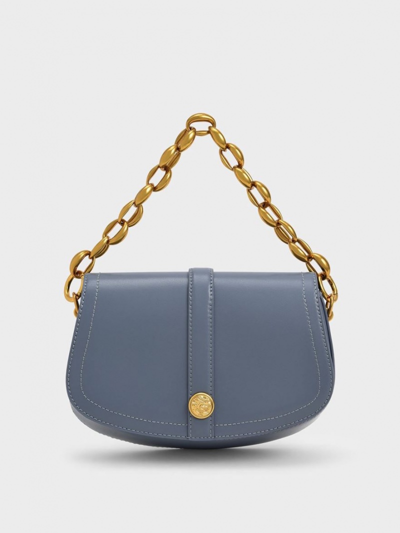 τσάντεσ ώμου Charles And Keith Blair Chain Handle μπλε | 09528-UEXW