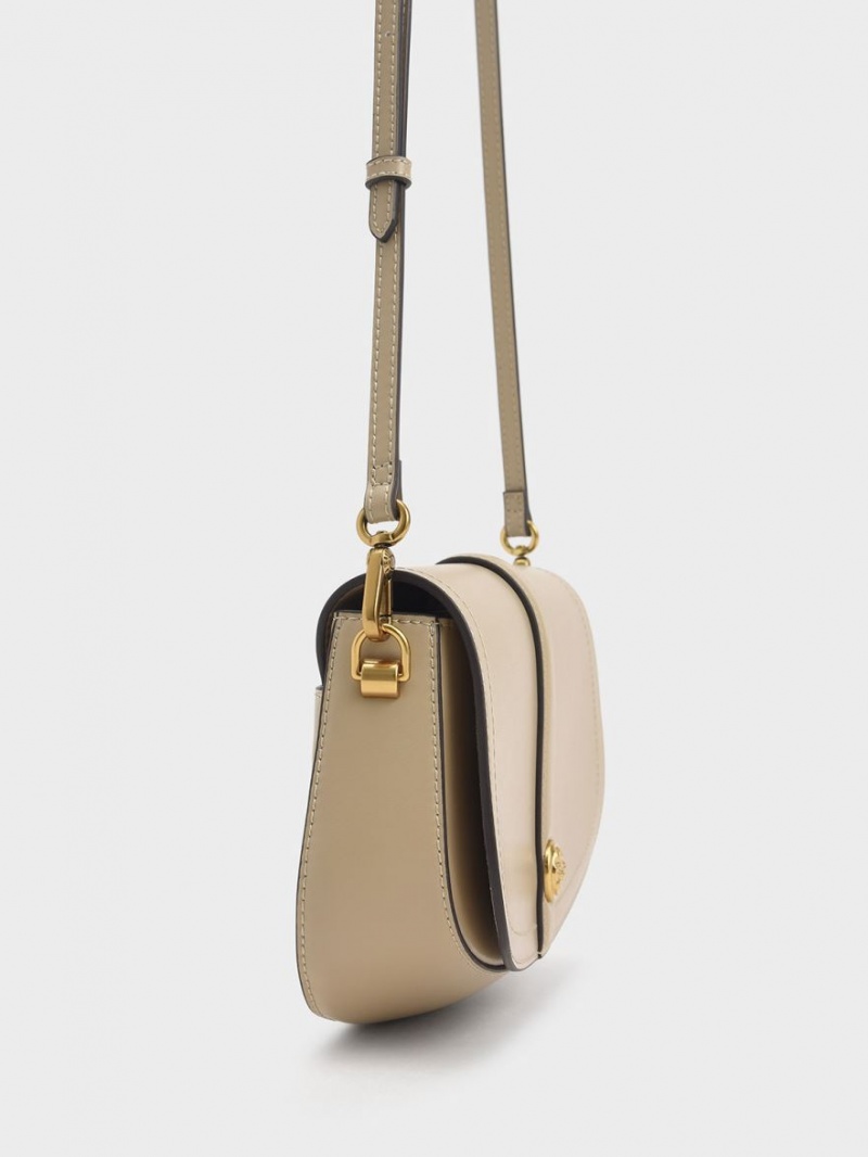 τσάντεσ ώμου Charles And Keith Blair Chain Handle Μπεζ | 25480-OZSF