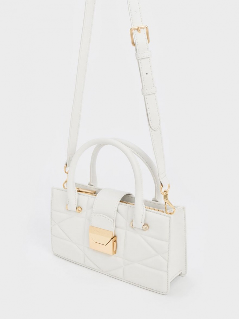 τσαντα χειροσ Charles And Keith Blanche Καπιτονέ Top ασπρα | 81394-VEKF