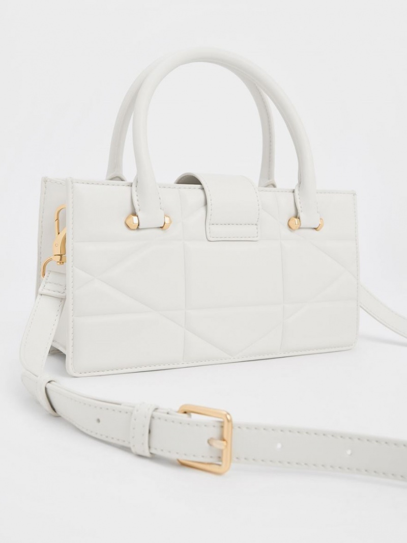τσαντα χειροσ Charles And Keith Blanche Καπιτονέ Top ασπρα | 81394-VEKF