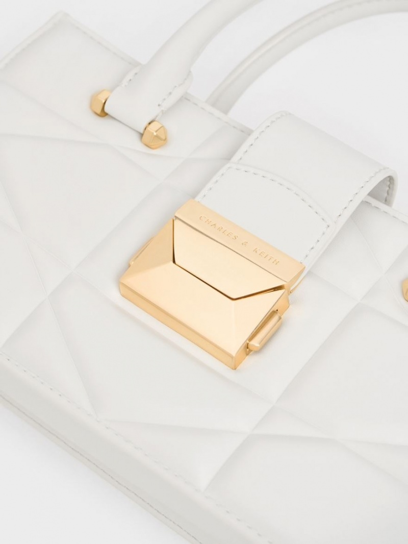 τσαντα χειροσ Charles And Keith Blanche Καπιτονέ Top ασπρα | 81394-VEKF