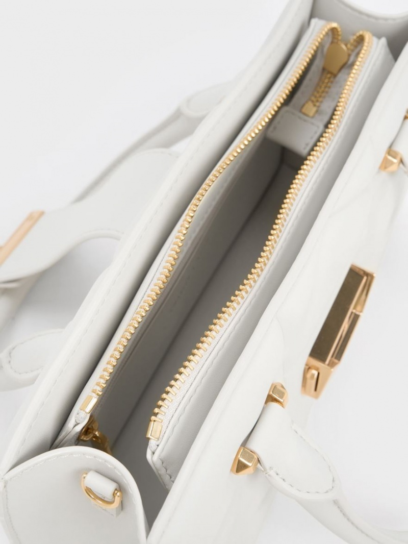 τσαντα χειροσ Charles And Keith Blanche Καπιτονέ Top ασπρα | 81394-VEKF