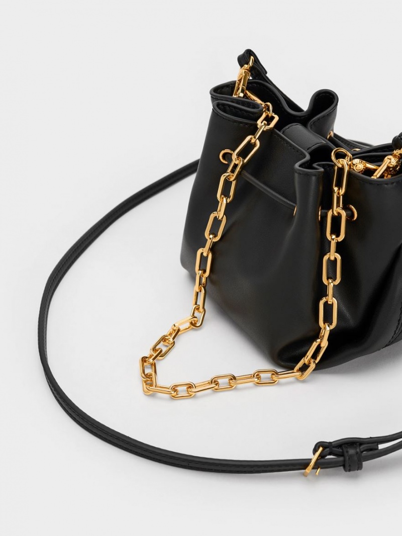 τσαντα χειροσ Charles And Keith Boaz Drawstring Top μαυρα | 07198-XQIJ