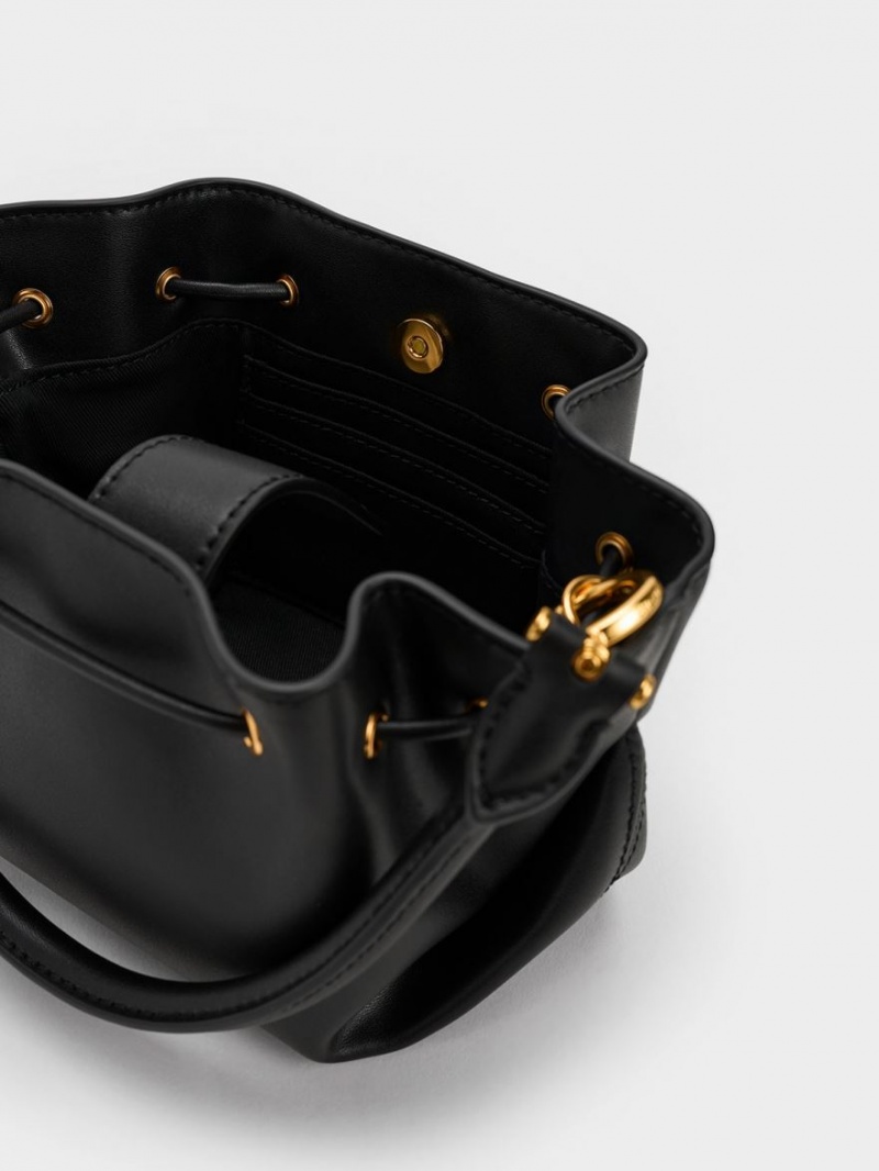 τσαντα χειροσ Charles And Keith Boaz Drawstring Top μαυρα | 07198-XQIJ