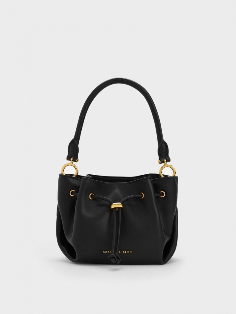τσαντα χειροσ Charles And Keith Boaz Drawstring Top μαυρα | 07198-XQIJ