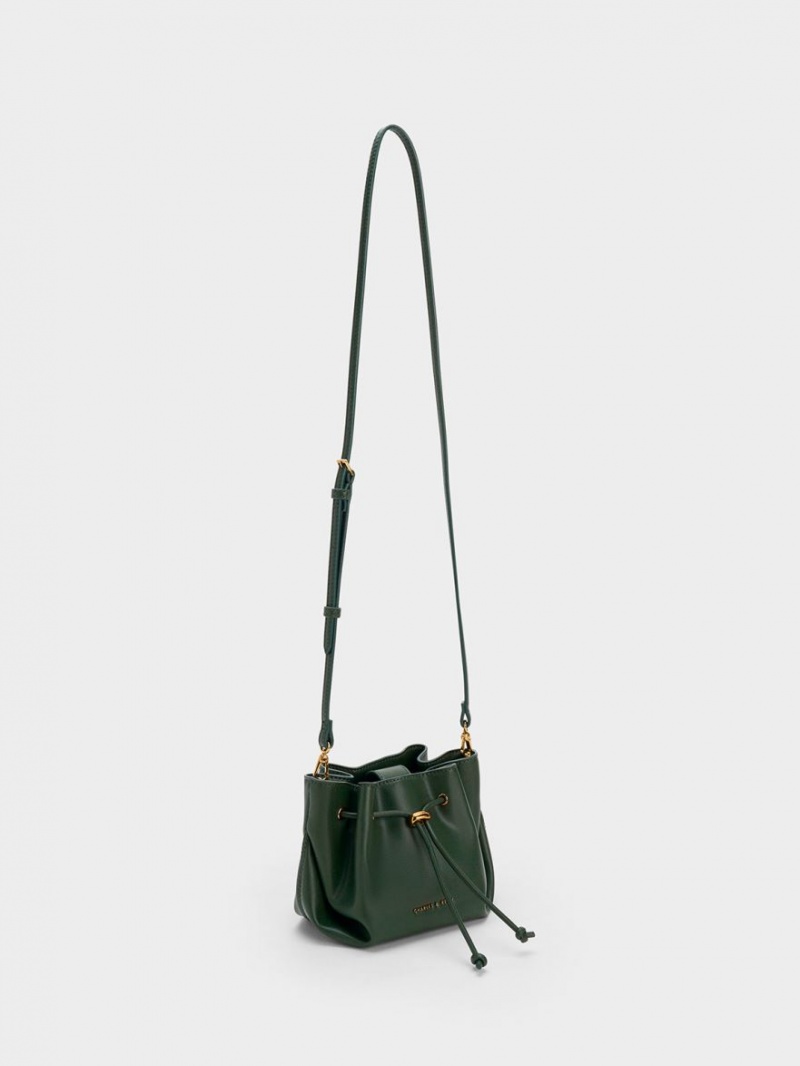 τσαντα χειροσ Charles And Keith Boaz Drawstring Top σκούρο πρασινο | 06394-PHNA
