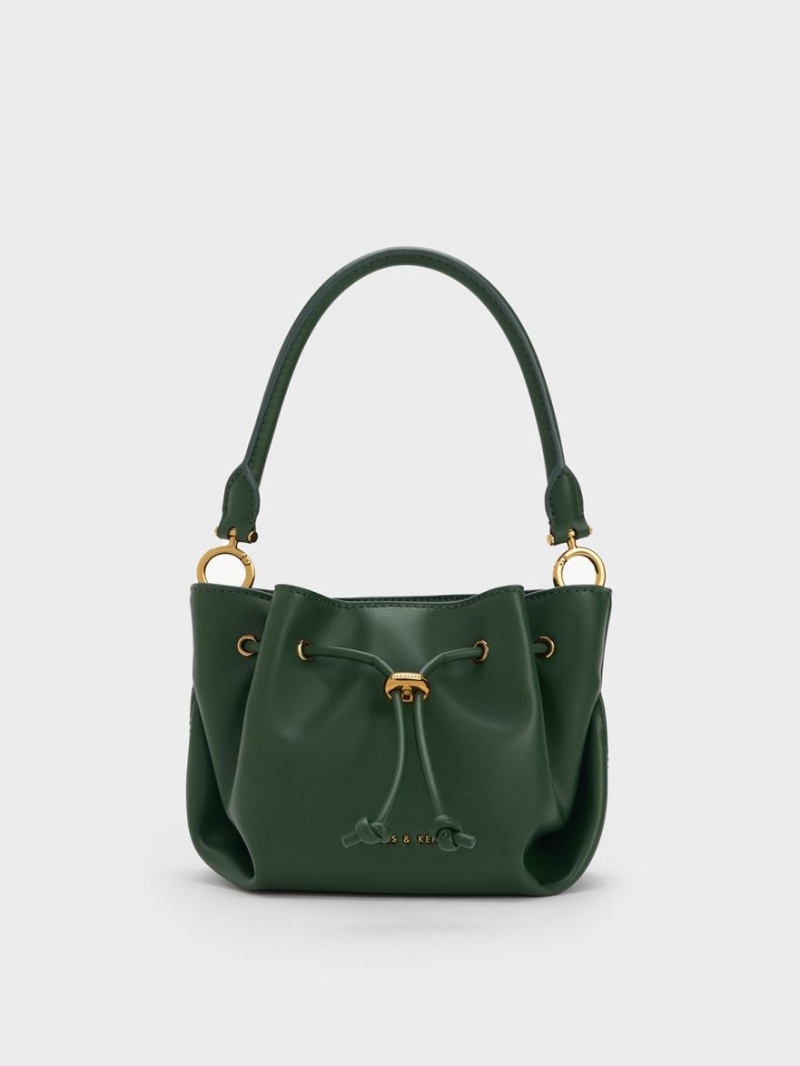 τσαντα χειροσ Charles And Keith Boaz Drawstring Top σκούρο πρασινο | 06394-PHNA