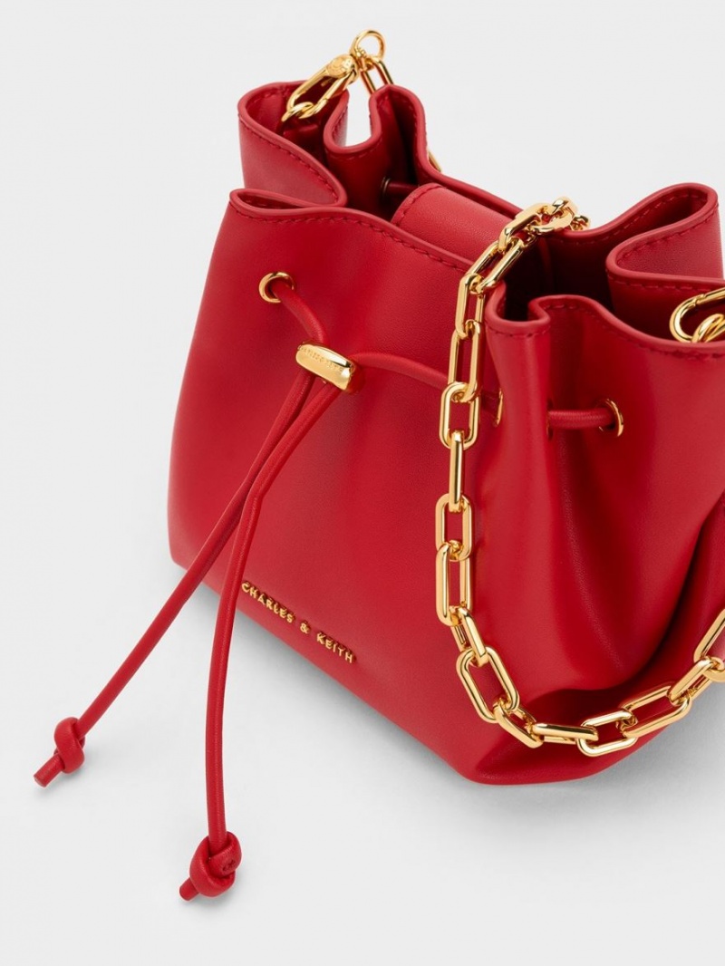 τσαντα χειροσ Charles And Keith Boaz Drawstring Top κοκκινα | 16374-KTIX
