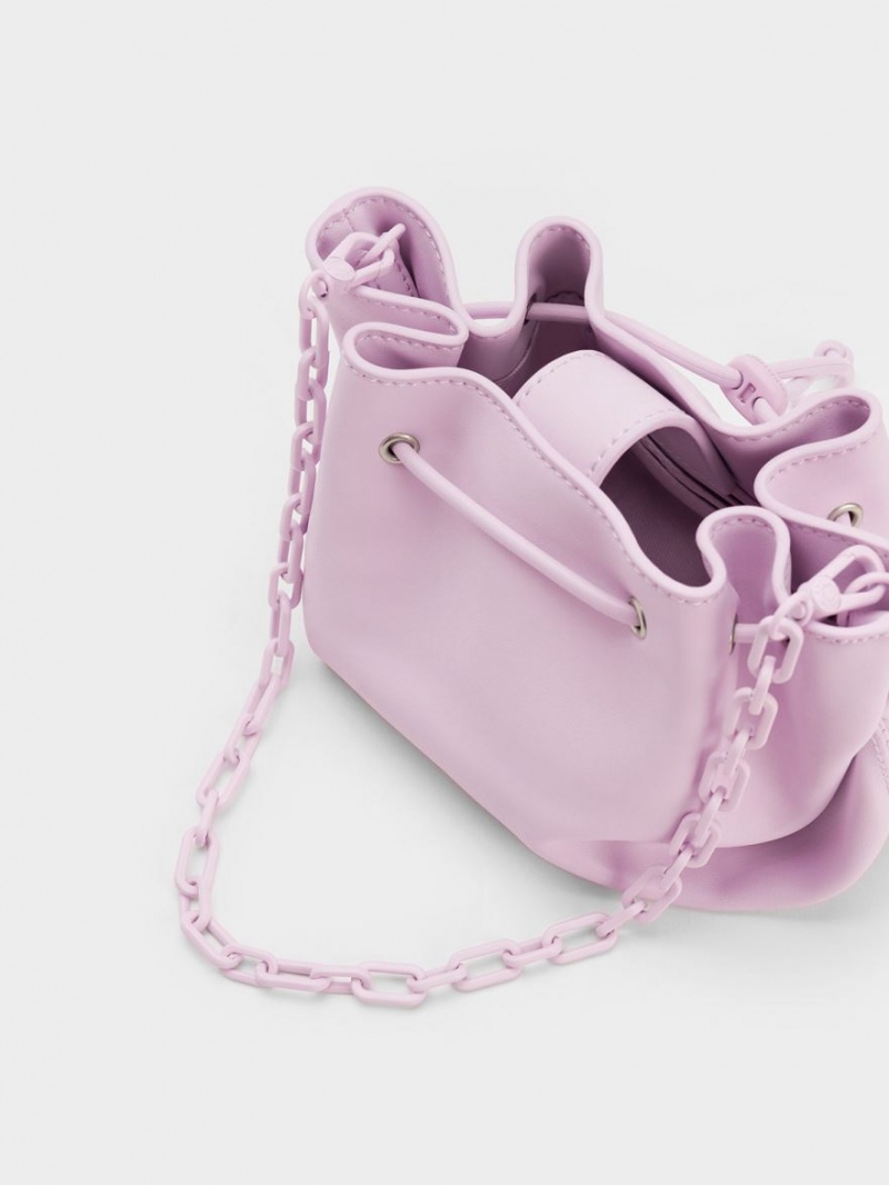 τσαντα χειροσ Charles And Keith Boaz Drawstring Top μωβ | 45396-TRPS
