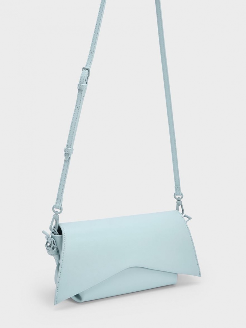 τσάντεσ ώμου Charles And Keith Boaz Geometric Front Flap μπλε | 46521-GONZ