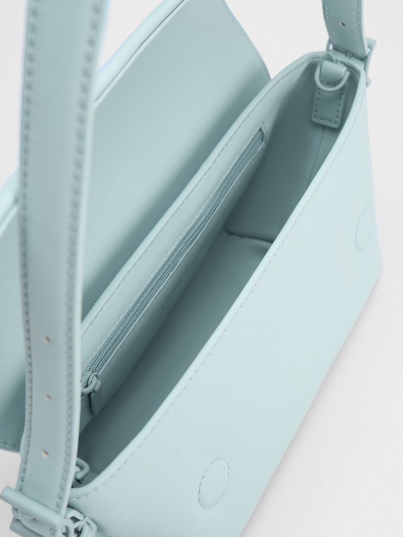 τσάντεσ ώμου Charles And Keith Boaz Geometric Front Flap μπλε | 46521-GONZ