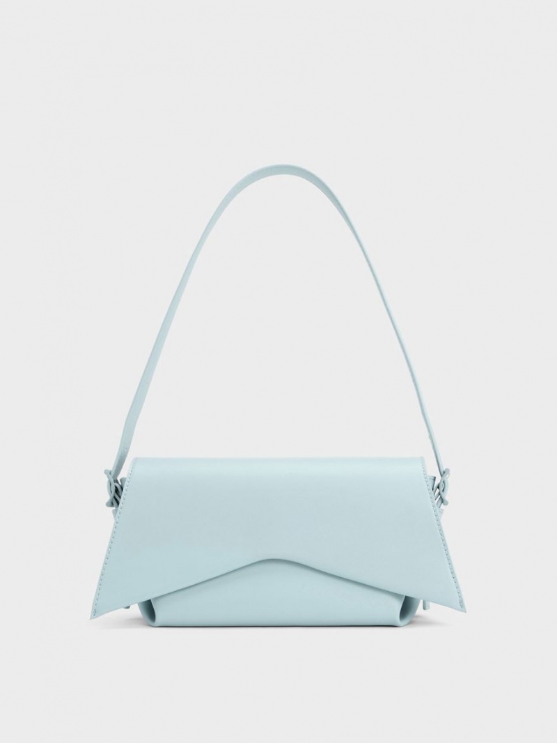 τσάντεσ ώμου Charles And Keith Boaz Geometric Front Flap μπλε | 46521-GONZ