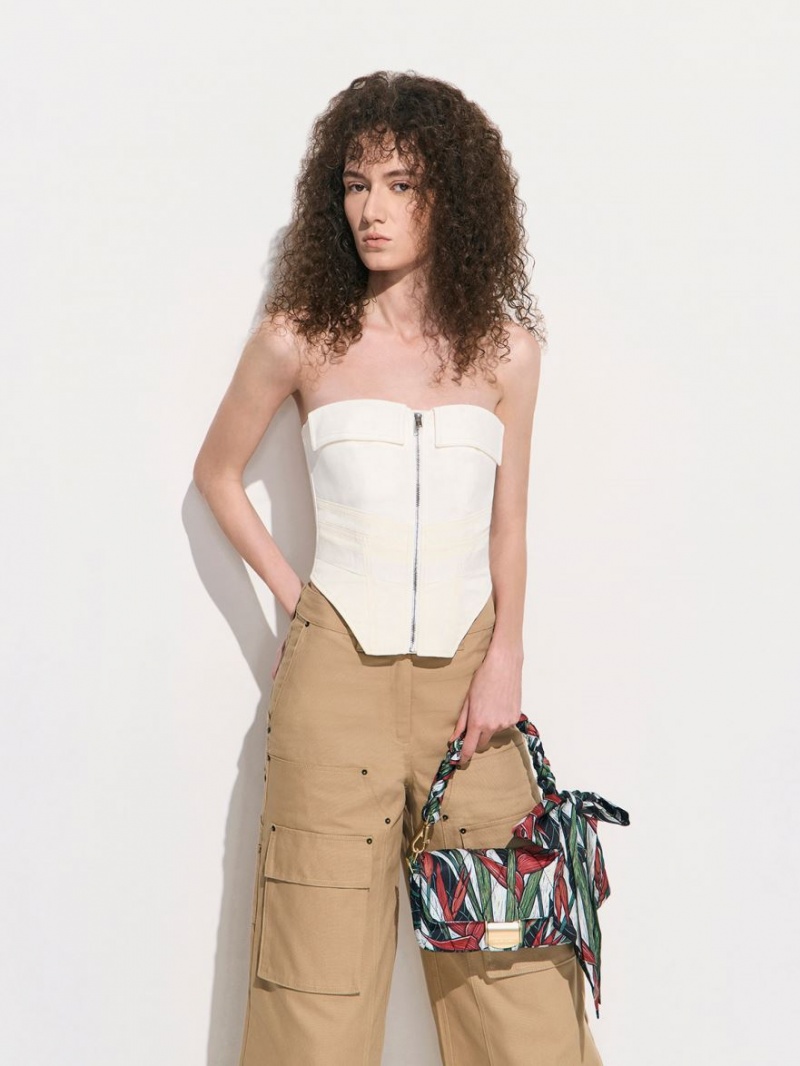 τσαντα χειροσ Charles And Keith Botanical Print Fabric Wrapped Πολύχρωμο | 21043-BFAQ