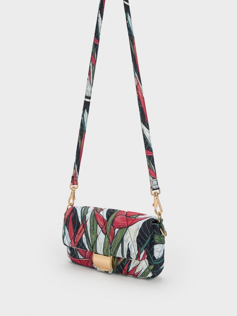 τσαντα χειροσ Charles And Keith Botanical Print Fabric Wrapped Πολύχρωμο | 21043-BFAQ