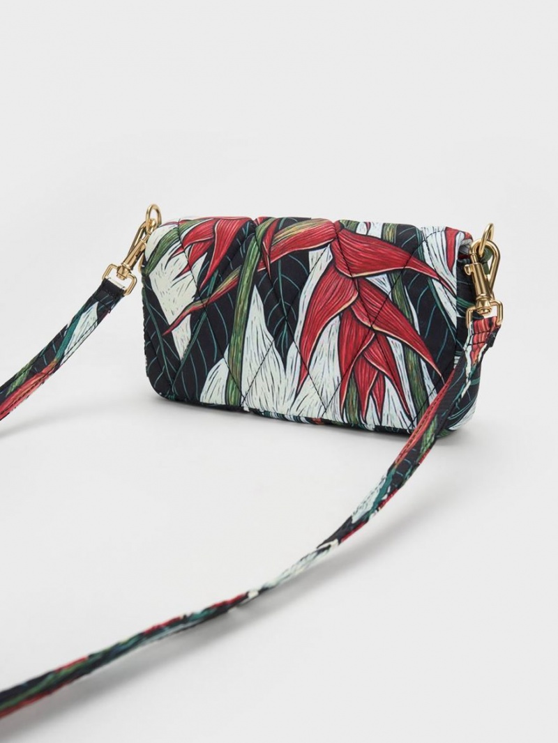τσαντα χειροσ Charles And Keith Botanical Print Fabric Wrapped Πολύχρωμο | 21043-BFAQ