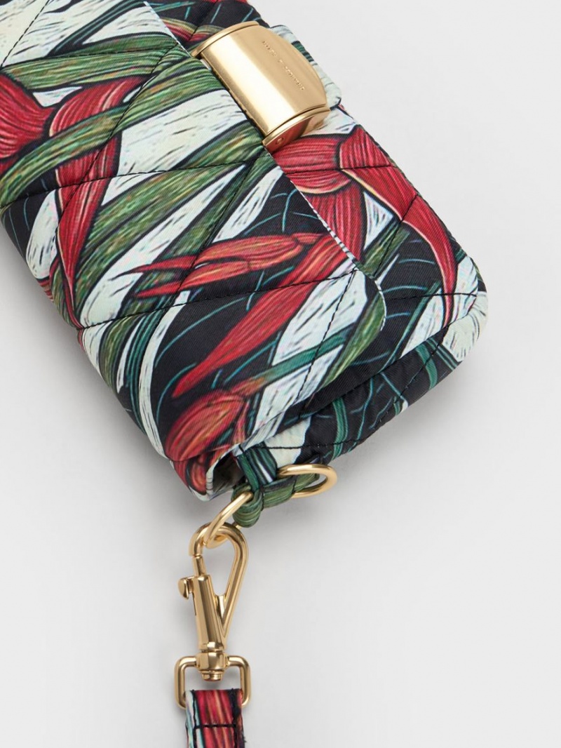 τσαντα χειροσ Charles And Keith Botanical Print Fabric Wrapped Πολύχρωμο | 21043-BFAQ
