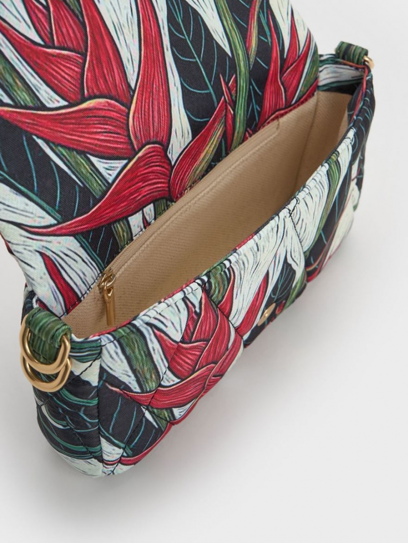 τσαντα χειροσ Charles And Keith Botanical Print Fabric Wrapped Πολύχρωμο | 21043-BFAQ