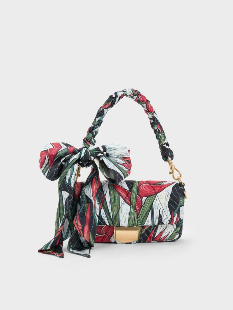 τσαντα χειροσ Charles And Keith Botanical Print Fabric Wrapped Πολύχρωμο | 21043-BFAQ