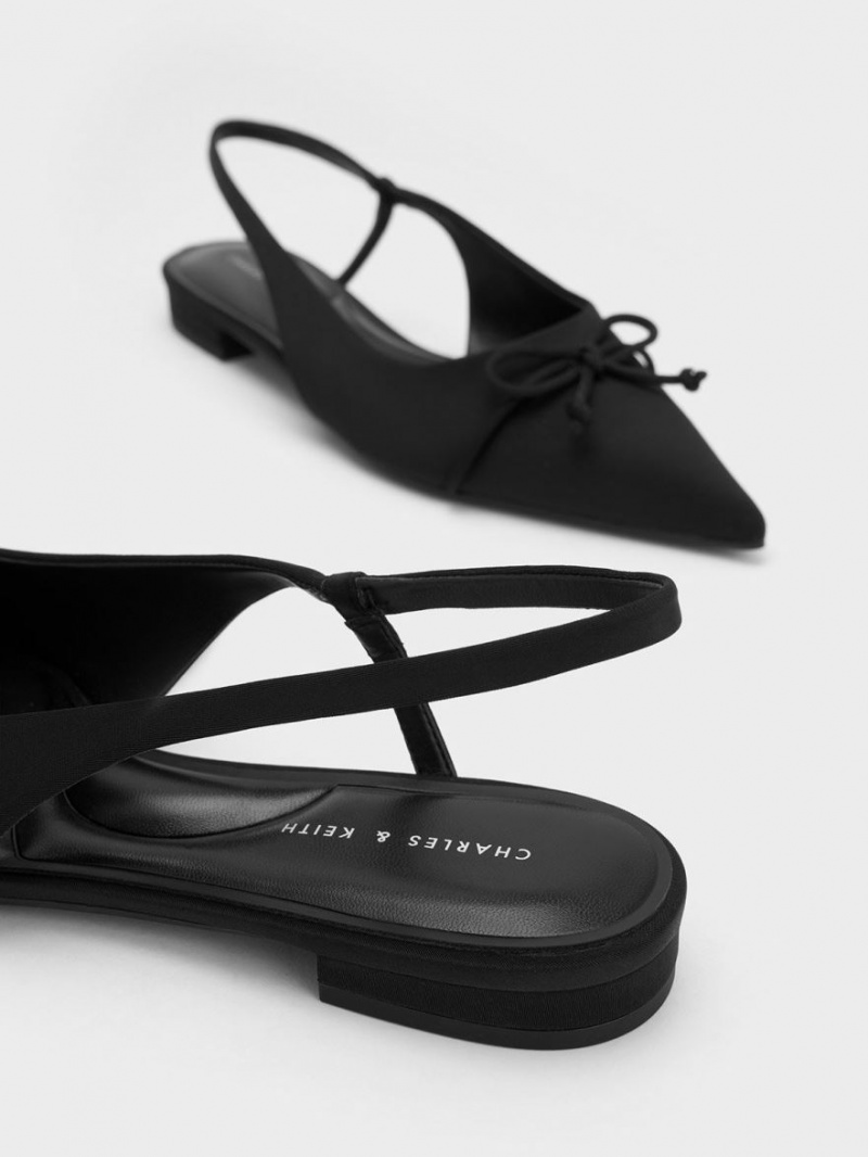 Παπουτσια Μπαλαρινεσ Charles And Keith Bow Pointed-toe Slingback μαυρα | 20473-GXPZ